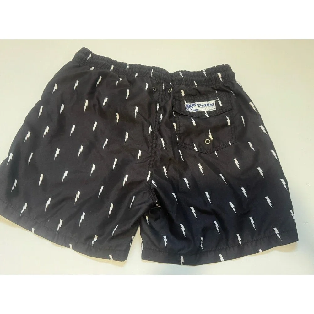 Trunks Surf & Swim Co Boys Size 6/7 Black Lightning Bolt Swim Trunks Shorts